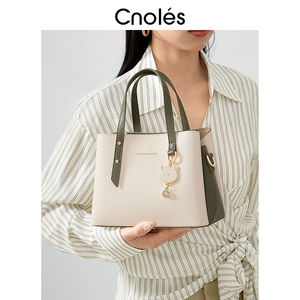 Cnoles蔻一甜美小猫手提包包女2024新款秋冬单肩斜挎包白色小包包