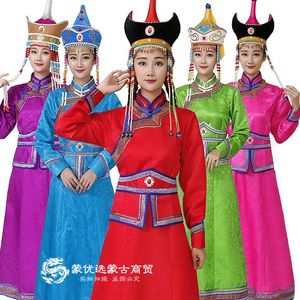 2018女士蒙古袍长裙袍新款少数民族蒙古族服装女内蒙成人表演服饰