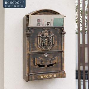 欧式别墅信报箱带锁信箱室外防水挂墙邮筒意见箱创意复古邮箱包邮