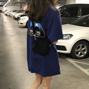 蓝色t恤女短袖2024新款夏季韩版宽松中长款下衣失踪洋气上衣ins潮