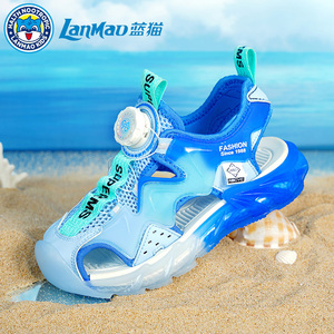 蓝猫童鞋包头凉鞋夏季新款透气网鞋镂空框子鞋男童运动鞋沙滩童鞋