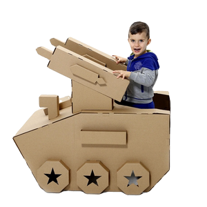大号虎式坦克双炮装甲车模型纸箱纸板拼装玩具学生手工diy材料包