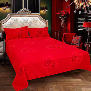 纯棉单件床单结婚喜庆大红被单100%全棉面料1.5/1.8米2床定做炕单