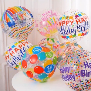 韩国ins透明生日印花彩屑4D波波球气球 儿童周岁派对场景布置装饰