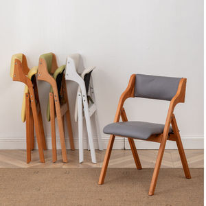 实木可折叠家用榉木折叠餐椅简约可叠放会议椅省空间便携实木凳子