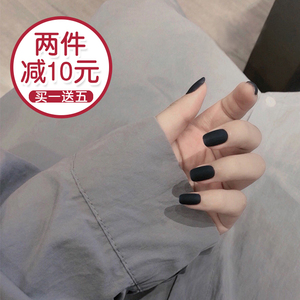 假指甲可取可带磨砂纯色哑光黑指甲贴片可拆卸穿戴甲片成品短款女
