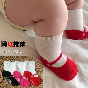 日系芭蕾舞造型宝宝点胶防滑底袜外贸原单婴儿袜子女童装儿童袜专