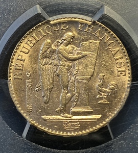 1898年法国天使金币PCGS62保真包老吉祥年份20法郎6.45克径21mm