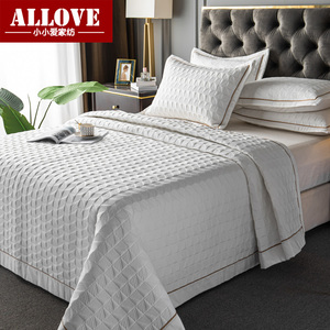 纯色夹棉床盖三件套双人盖毯单件加厚绗缝床单北欧风简约休闲毯子