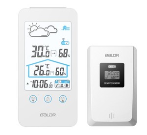 家用简约温度计无线精准温湿度计室内外穿衣气象站天气预报电子钟