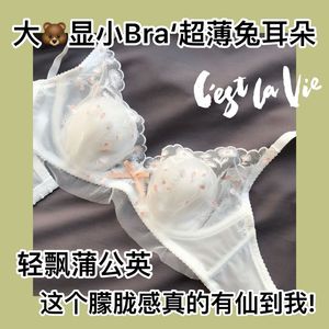 学生夏季内衣女超薄款大胸显小少女性感内裤一套聚拢文胸套装bra