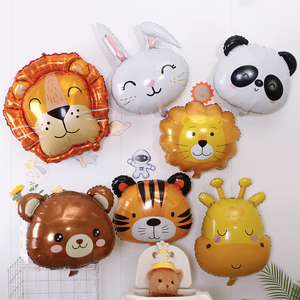新款可爱动物头铝膜气球儿童装饰卡通可爱老虎狮子长颈鹿兔子气球