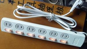 二手日本处理品6位3位带独立开关灯1.8平方电源线大功率插座