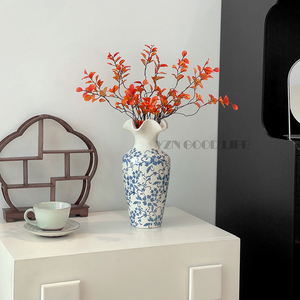 新中式青花瓷花瓶陶瓷梅瓶复古瓷器皿摆件客厅水养插花干花高级感