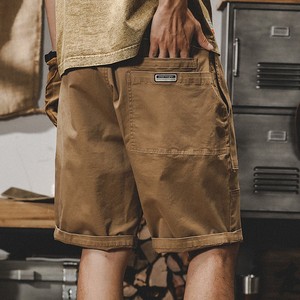 美式复古短裤男夏季工装薄款潮牌宽松中裤腰带设计感五分裤子男士