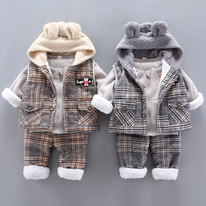 宝宝冬季套装1一2-3周岁半男童冬装外出衣服洋气婴儿加绒加厚套装