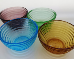 日式蘸料碟醋碟精美手工艺术制品麦秸小碗螺纹蓝色可用芥末精油碗