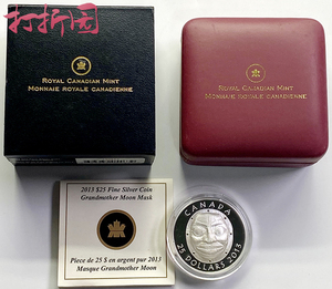 加拿大.2013年月亮婆婆面具银币.30.76克银币.原盒原证