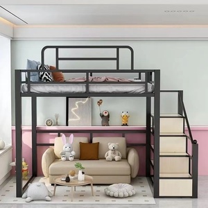 铁艺床家用卧室省空间上床下空梯柜高架床公寓阁楼床儿童上铺下桌