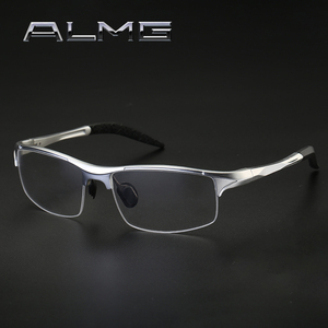 时尚眼镜框男士运动型平光镜防蓝光防辐射铝镁半框光学近视眼镜架