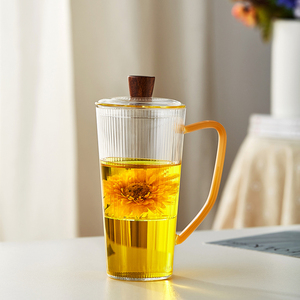 玻璃泡茶杯茶水分离杯耐热三件杯绿茶杯办公室用家用大容量过滤杯