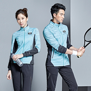 韩版秋冬季款羽毛球服长袖套装男女训练服外套长网球服速干运动服
