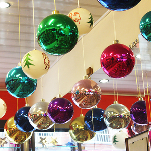 圣诞球大号电镀球亮光球彩球大商场酒店宾馆店铺吊顶装饰球挂球