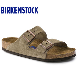Birkenstock柔软鞋床休闲舒适情侣软木凉拖鞋牛反绒皮软底Arizona