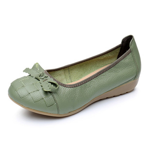 Marga Frye/玛格·弗莱牛皮编织女鞋 舒适软底平跟单鞋妈妈鞋1621