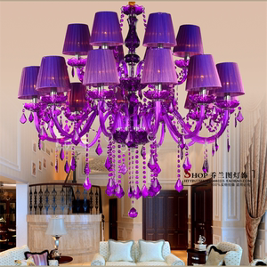 紫色水晶玻璃彩色灯蜡烛吊灯酒吧酒店KTV漫咖啡网咖客厅卧室灯饰