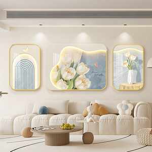 郁金香奶油风客厅沙发背景墙装饰画小众艺术挂画大气简约现代壁画