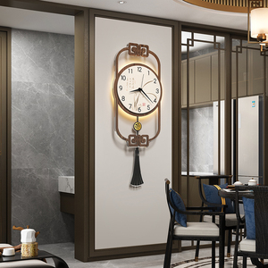 新中式挂钟客厅2024新款钟表简约现代创意餐厅大气家用时钟表挂墙