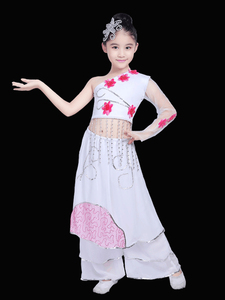 儿童古典舞演出服白色雨中花中国风练功服舞蹈服女童新款舞蹈服装