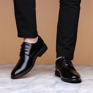 青年正装皮鞋男系带学生西装黑色增高英伦韩版商务男鞋尖头休闲鞋