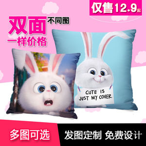 爱宠大机密雪球小白兔子抱枕沙发萌宠动物靠垫