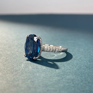 6克拉培育高碳钻戒指s925纯银皇家蓝大克拉满钻镶嵌高级感饰品