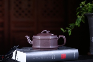 宜兴紫砂壶助理工艺师匠心原矿八方竹段男士办公室家用茶壶现代