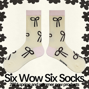 SWS原创ins蝴蝶结提花软糯甜美韩系精致薄款棉小腿袜堆堆袜