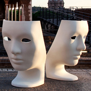 轻奢经典设计师玻璃钢烤漆面具单椅商场户外创意装饰人面扶手脸型