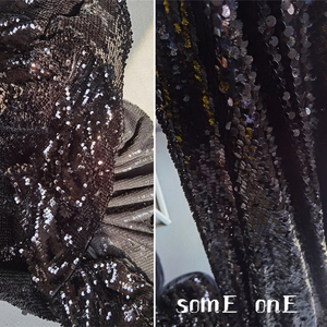 重工肌理亮亮的黑贝壳片布料 造型网纱 设计师包包衣帽服辅料面料