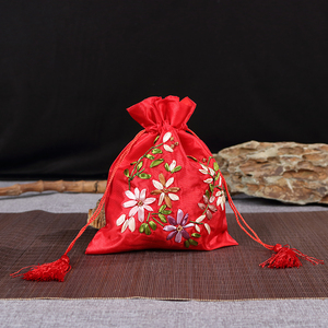 古典带流苏收纳袋锦囊喜糖袋结婚婚庆用品中国风复古丝带绣抽带包