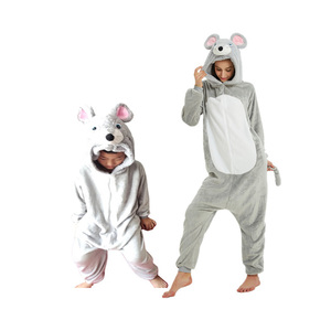 新款老鼠动物连体睡衣秋冬卡通男女儿童老鼠和猫情侣服表演服大码