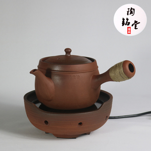 潮州老岩泥柴烧砂铫壶粗陶煮茶器烧水壶侧把家用电陶炉老白茶专用