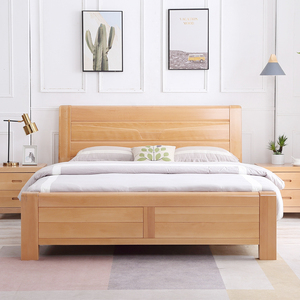 全实木床榉木床双人床原木1.8米1.5储物高箱床现代简约主卧室家具