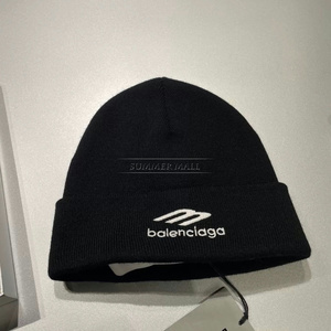 Balenciaga/巴黎世家 23fw 黑色 3B刺绣logo 针织帽冷帽