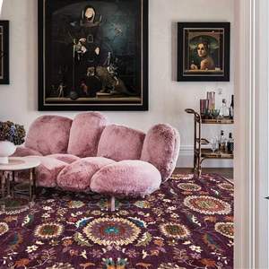 跨境复古美式波西米亚波斯民族风深红紫色客厅卧室地毯地垫长方形