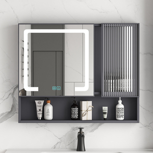太空铝浴室镜柜单独卫生间挂墙式玻璃门带灯智能除雾收纳储物组合