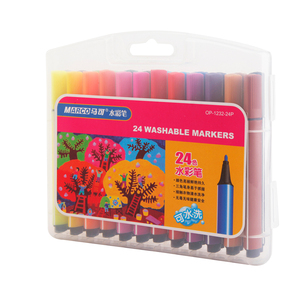正品马可24色水彩笔 儿童三角杆粗头涂鸦画笔 1232-24无毒可水洗