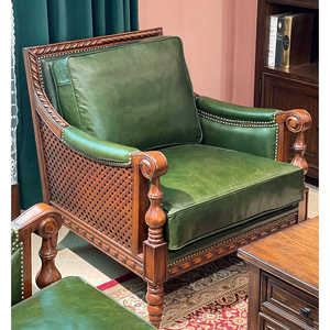 简约美式实木沙发客厅高端复古真皮沙发组合新款欧式轻奢皮艺沙发