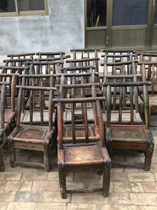 老式榆木椅子小板凳怀旧老物件农村旧家具靠背椅凳子复古摆件道具